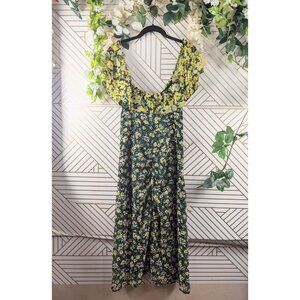 Zara Women's Floral Midi Dress Sheer Sleeves Size Large NEW